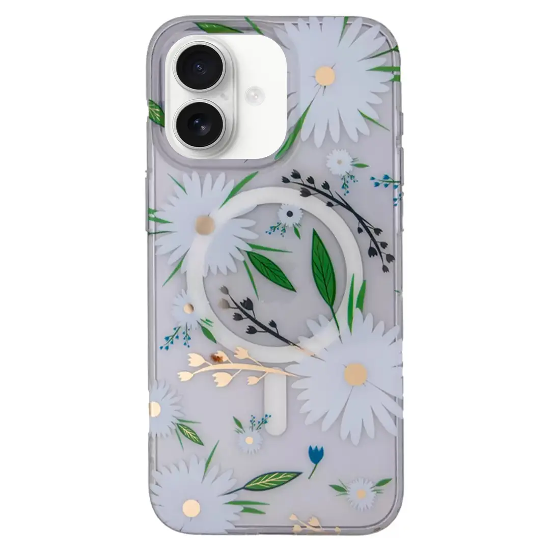 iPhone 16 Designed Case MagSafe White Daisy